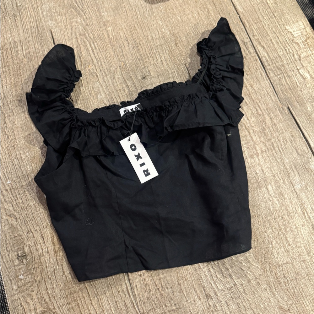 Rixo Ruffle Crop Tank. - Picture 3 of 6